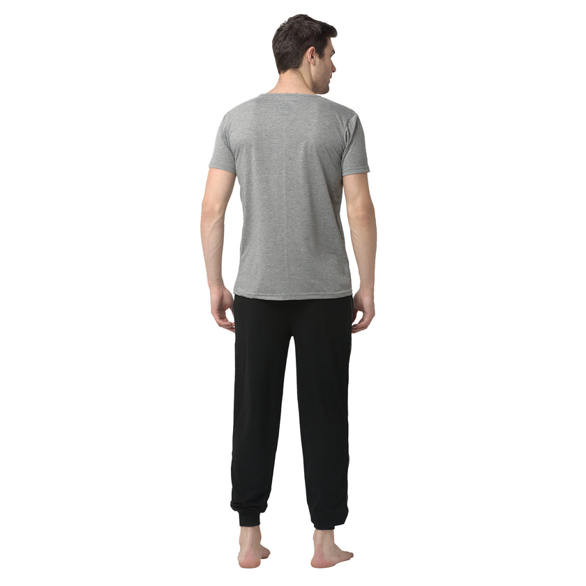 Mack Jonney Silver Black Night Suit For Men's
