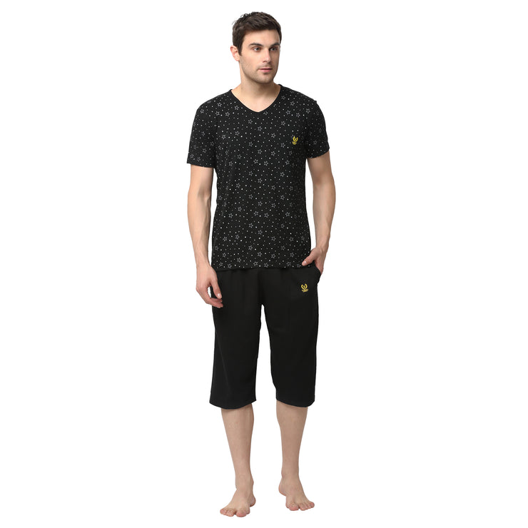 Mack Jonney Black Black Night Suit For Men's