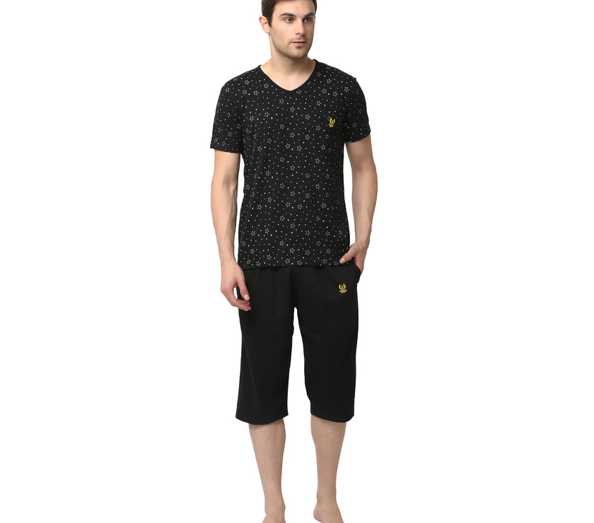 Mack Jonney Black Black Night Suit For Men's