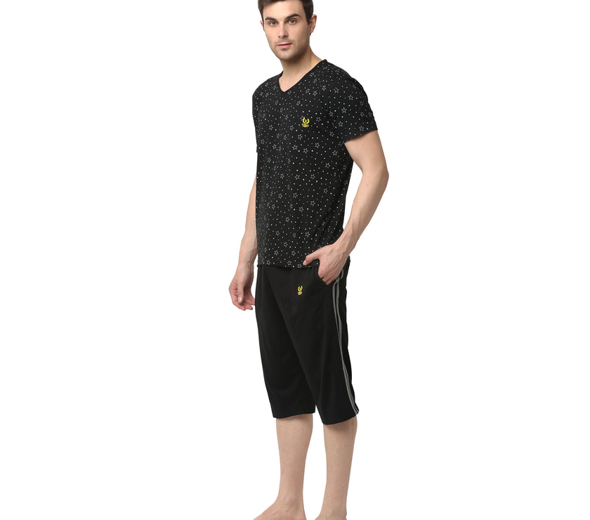 Mack Jonney Black Black Night Suit For Men's