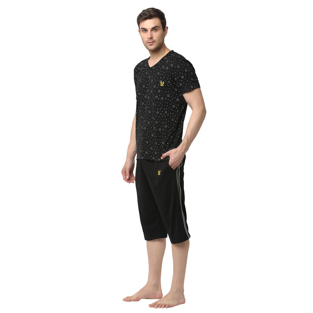 Mack Jonney Black Black Night Suit For Men's
