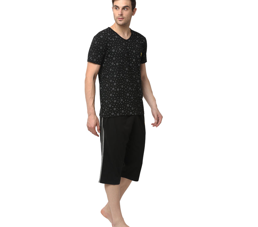 Mack Jonney Black Black Night Suit For Men's