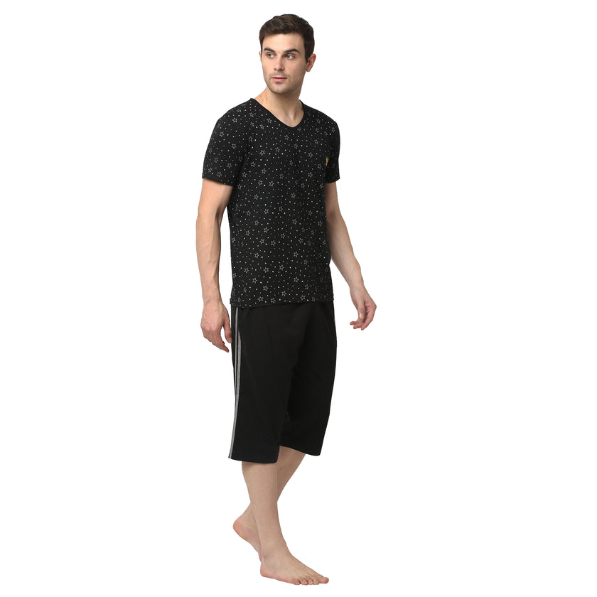 Mack Jonney Black Black Night Suit For Men's