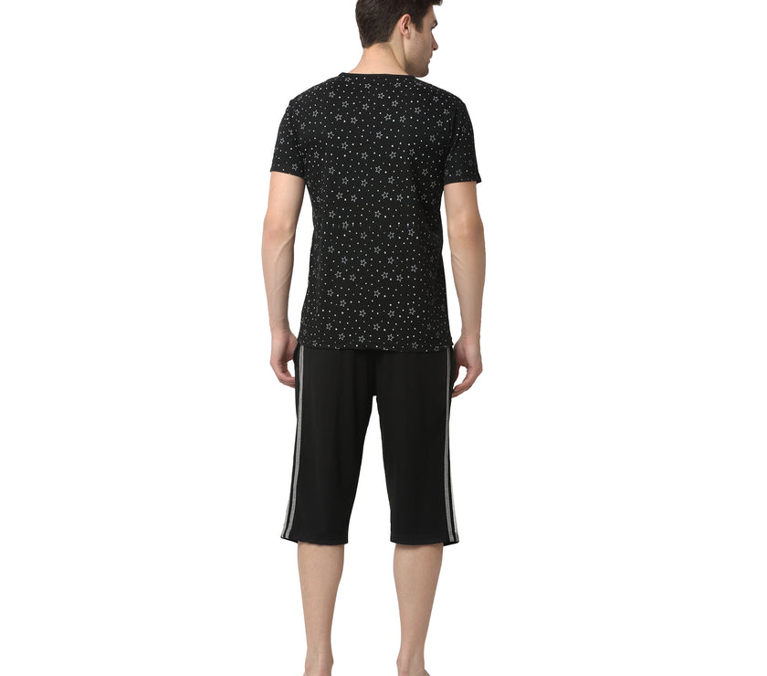 Mack Jonney Black Black Night Suit For Men's