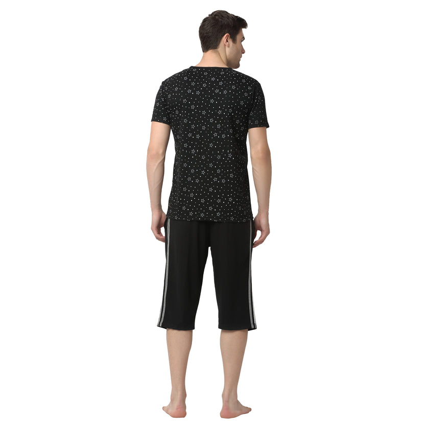 Mack Jonney Black Black Night Suit For Men's