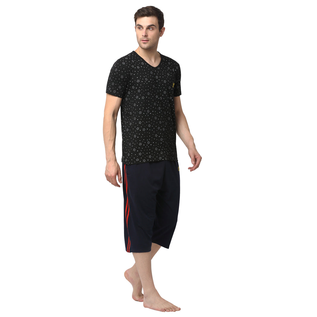 Mack Jonney Black Dark Blue Night Suit For Men's