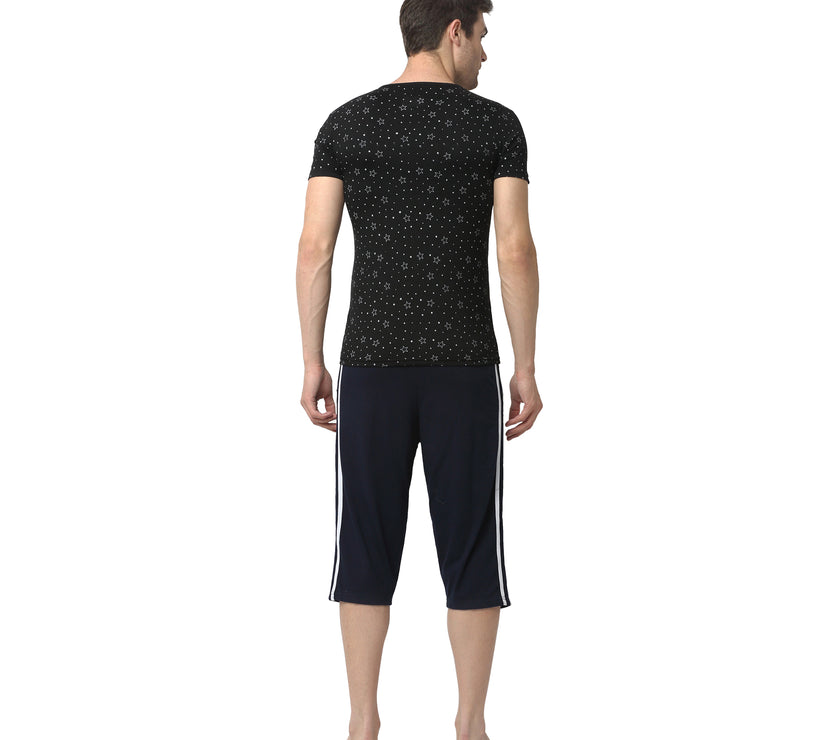 Mack Jonney Black Dark Blue Night Suit For Men's