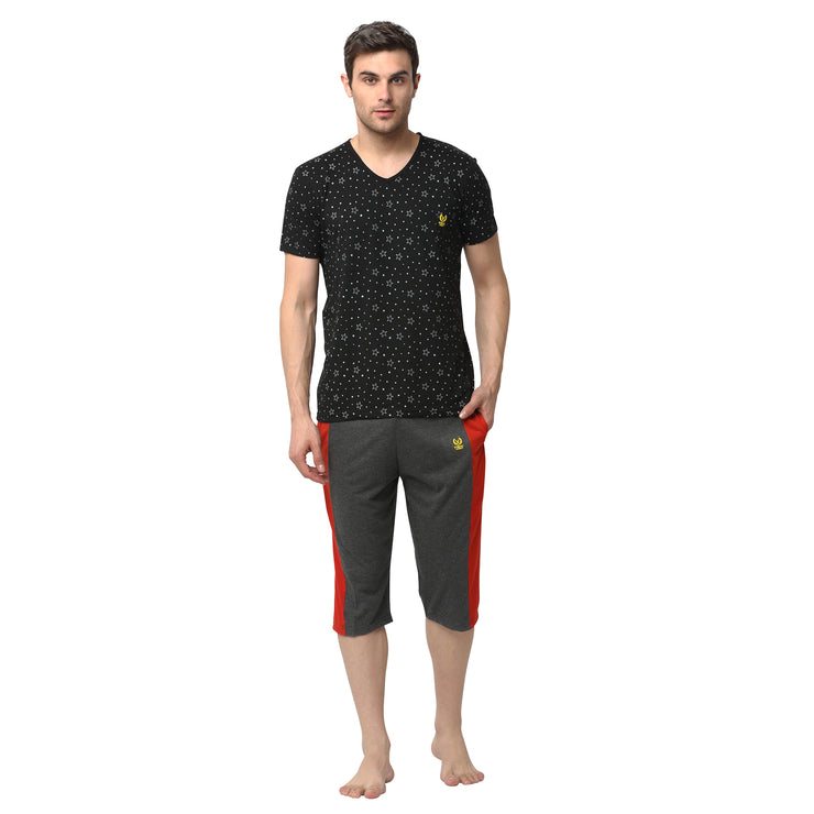Mack Jonney Black Grey Night Suit For Men's