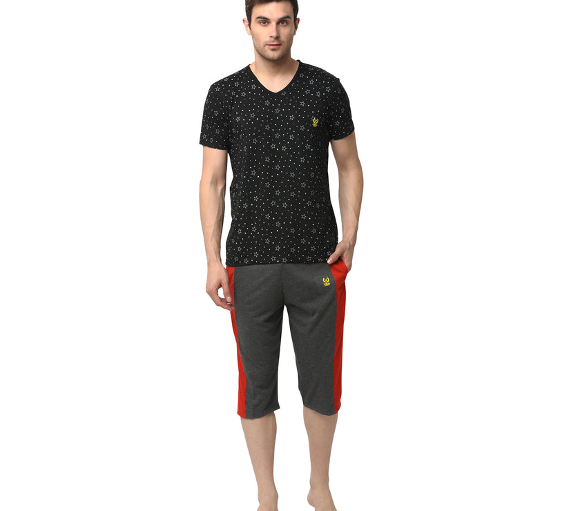 Mack Jonney Black Grey Night Suit For Men's