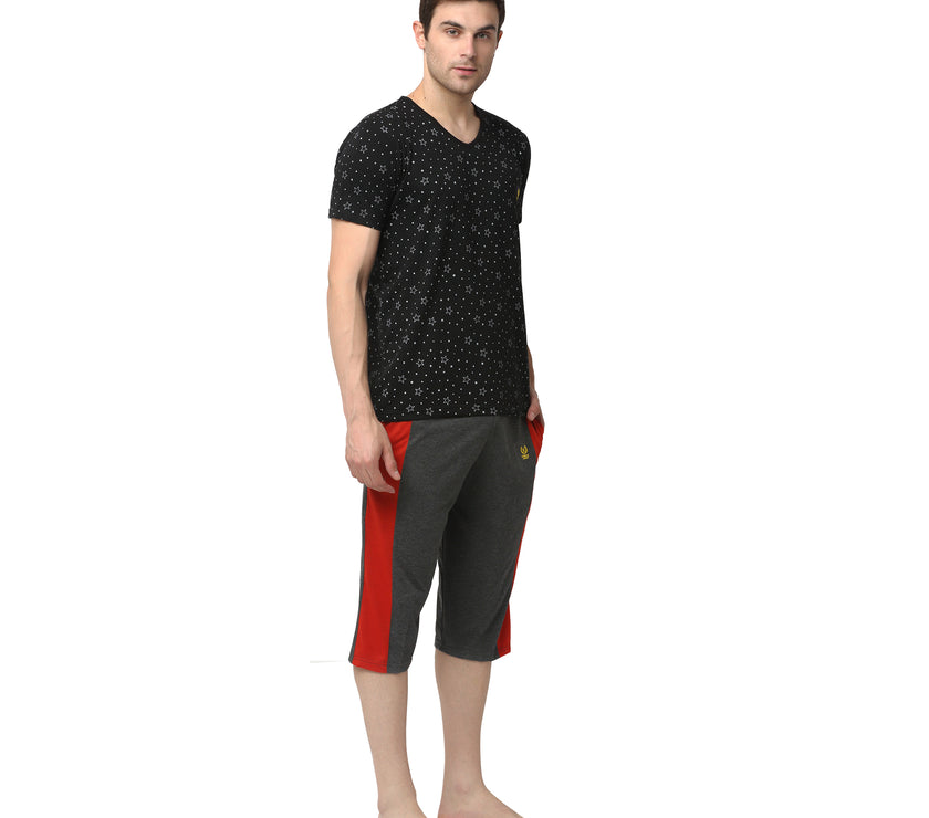 Mack Jonney Black Grey Night Suit For Men's