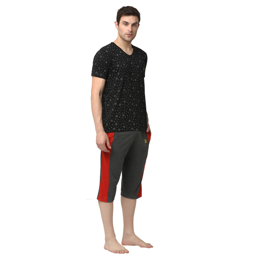 Mack Jonney Black Grey Night Suit For Men's