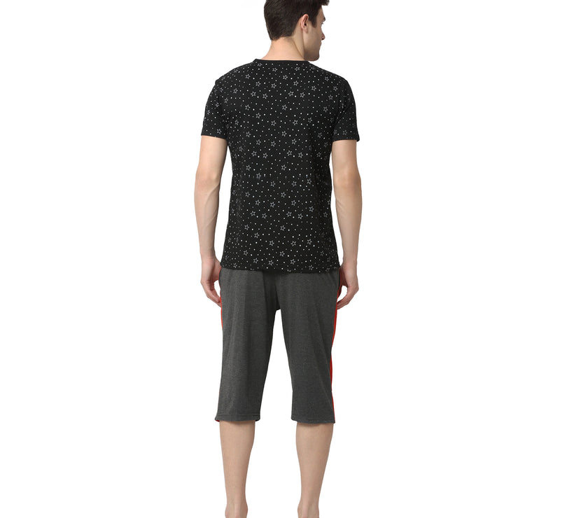 Mack Jonney Black Grey Night Suit For Men's