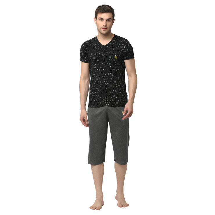 Mack Jonney Black Grey Night Suit For Men's