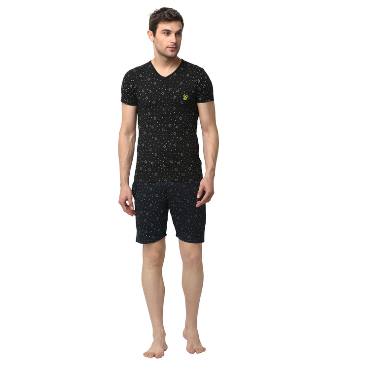 Mack Jonney Black Dark Blue Night Suit For Men's