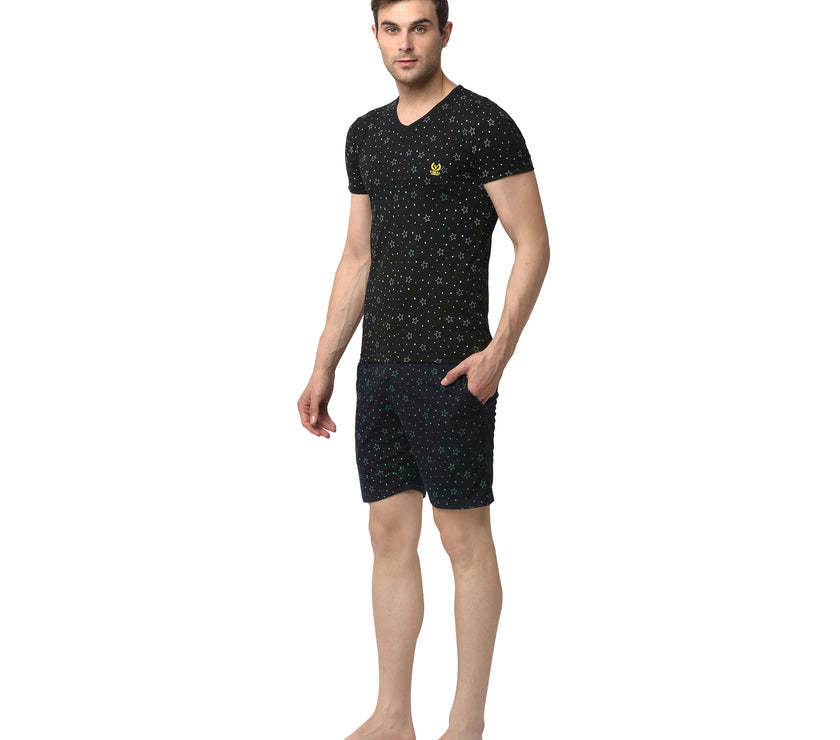 Mack Jonney Black Dark Blue Night Suit For Men's