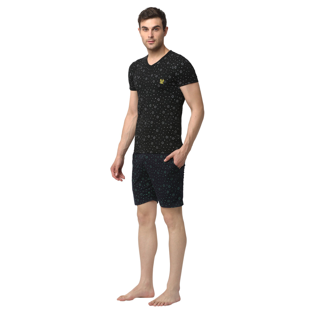 Mack Jonney Black Dark Blue Night Suit For Men's