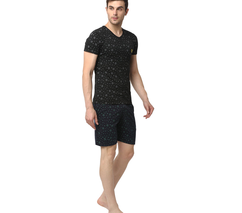 Mack Jonney Black Dark Blue Night Suit For Men's