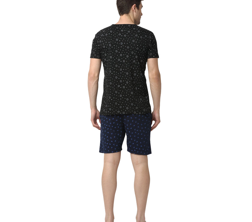 Mack Jonney Black Dark Blue Night Suit For Men's