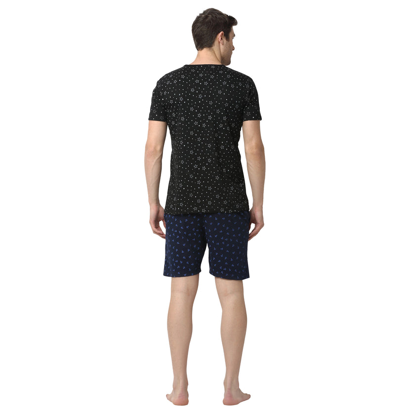 Mack Jonney Black Dark Blue Night Suit For Men's