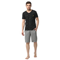 Mack Jonney Black Silver Night Suit For Men's