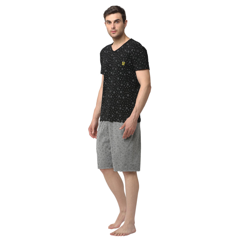 Mack Jonney Black Silver Night Suit For Men's
