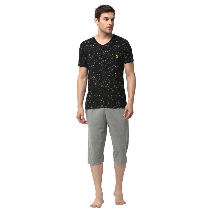 Mack Jonney Black Silver Night Suit For Men's