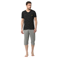 Mack Jonney Black Silver Night Suit For Men's