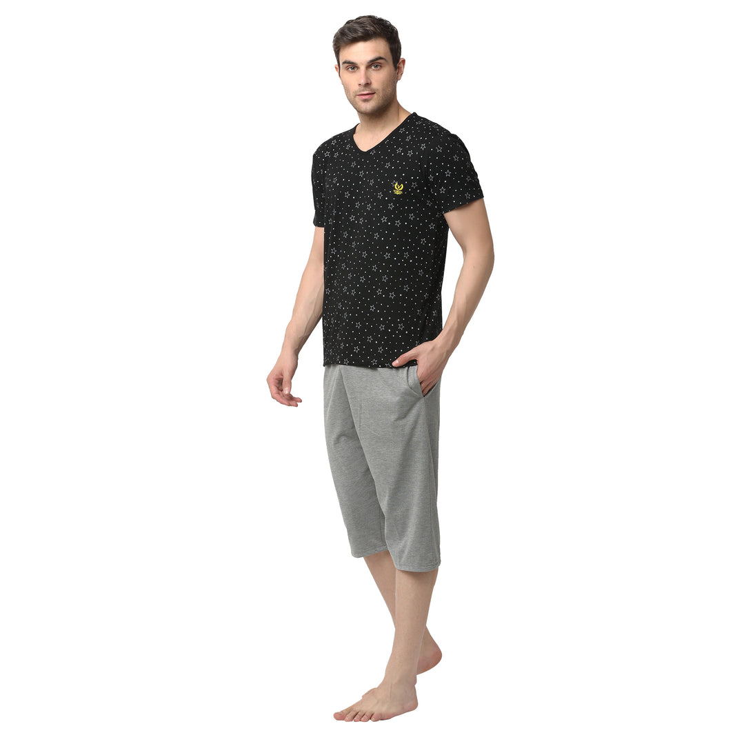 Mack Jonney Black Silver Night Suit For Men's
