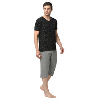 Mack Jonney Black Silver Night Suit For Men's