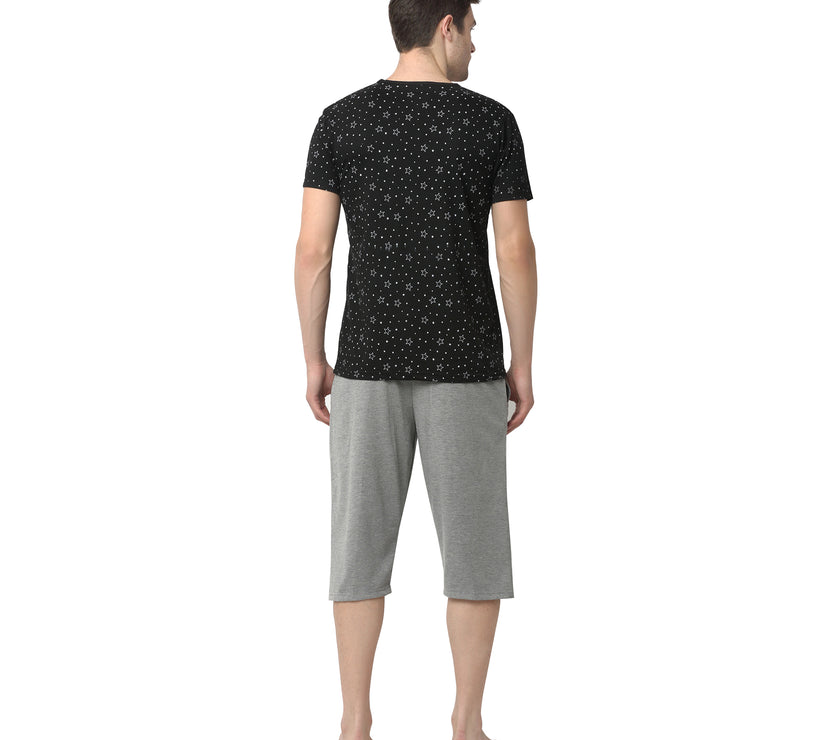 Mack Jonney Black Silver Night Suit For Men's
