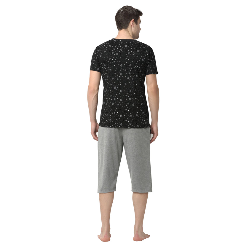 Mack Jonney Black Silver Night Suit For Men's