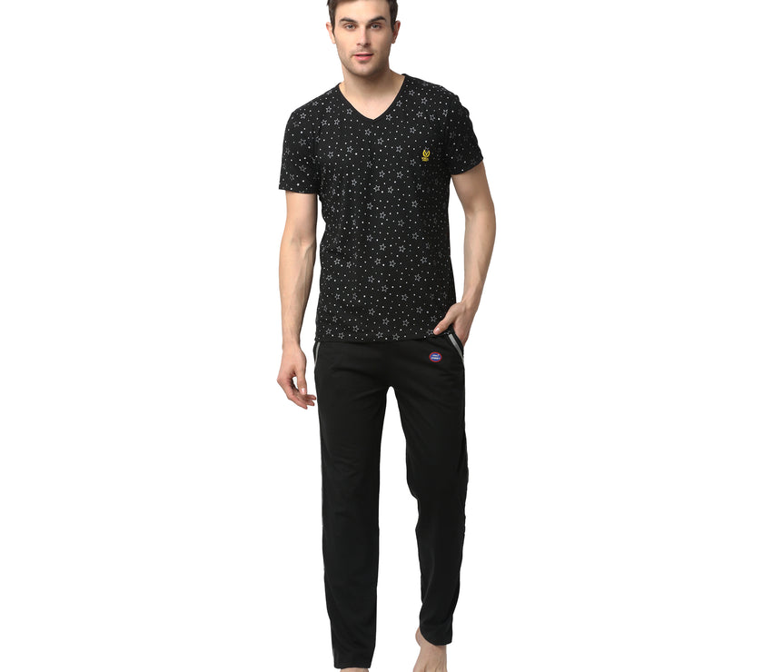 Mack Jonney Black Night Suit For Men's