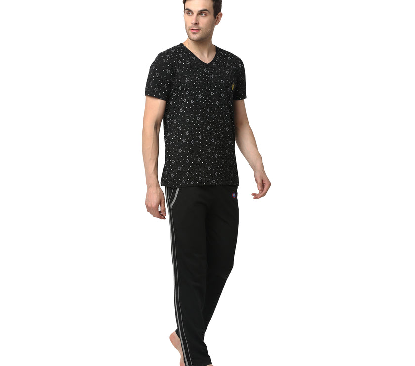 Mack Jonney Black Night Suit For Men's