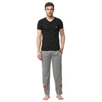 Mack Jonney Black Silver Night Suit For Men's