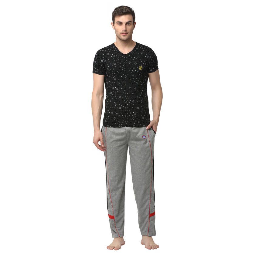 Mack Jonney Black Silver Night Suit For Men's