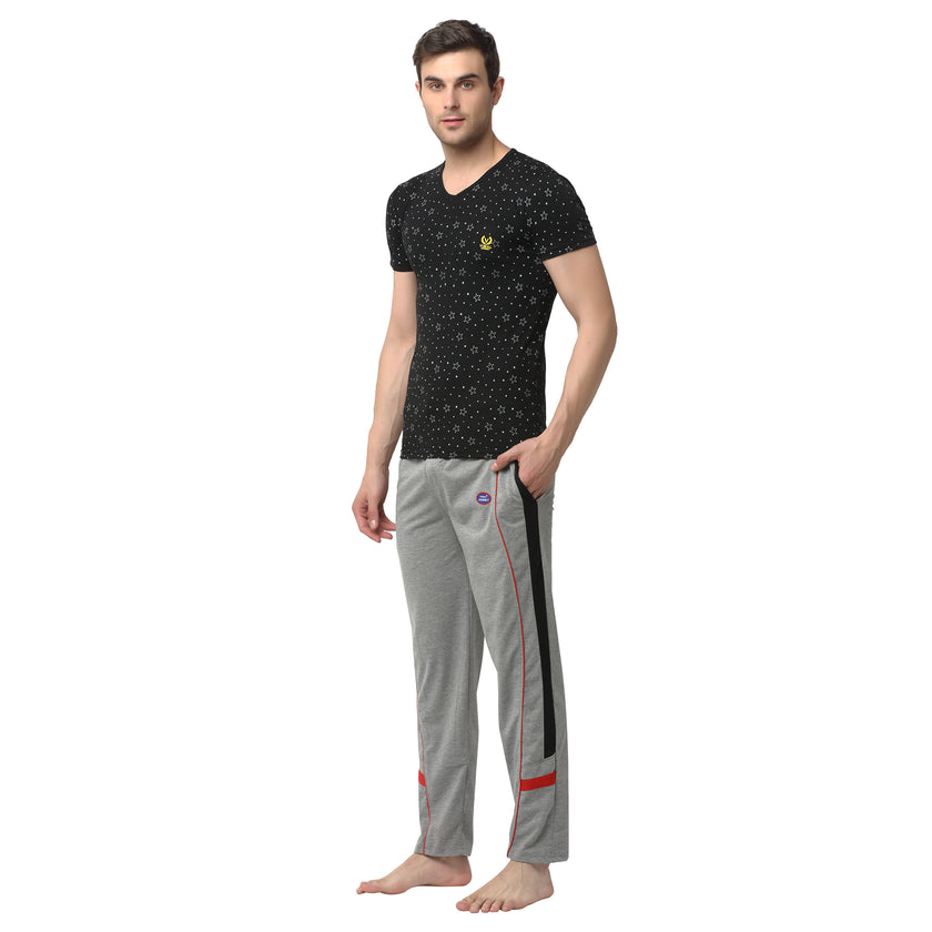 Mack Jonney Black Silver Night Suit For Men's