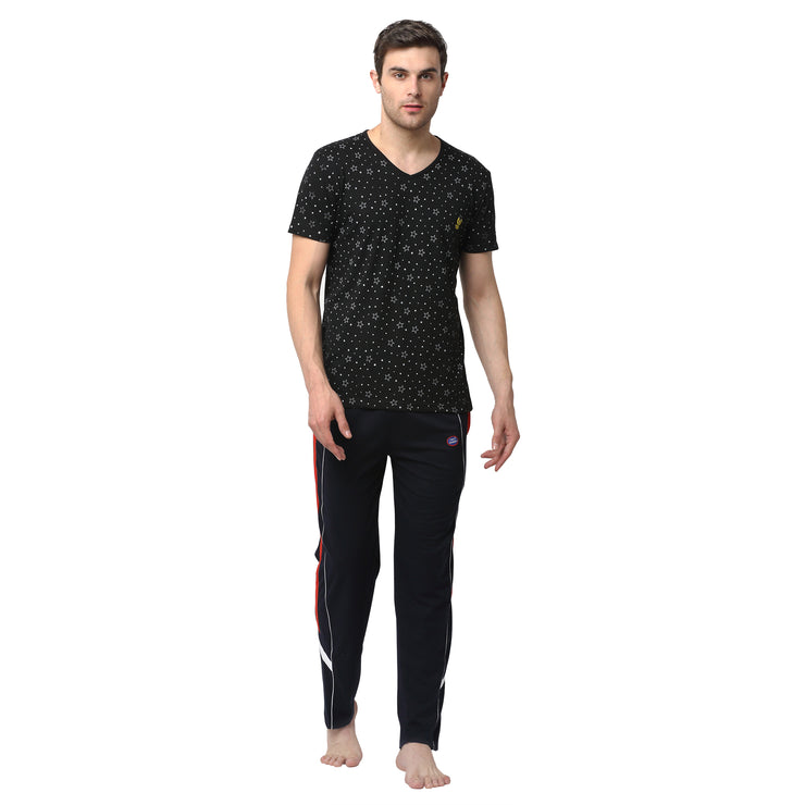Mack Jonney Black Dark Blue Night Suit For Men's