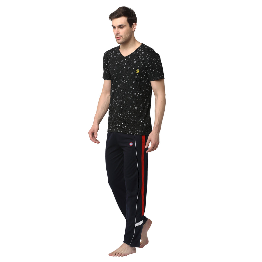 Mack Jonney Black Dark Blue Night Suit For Men's