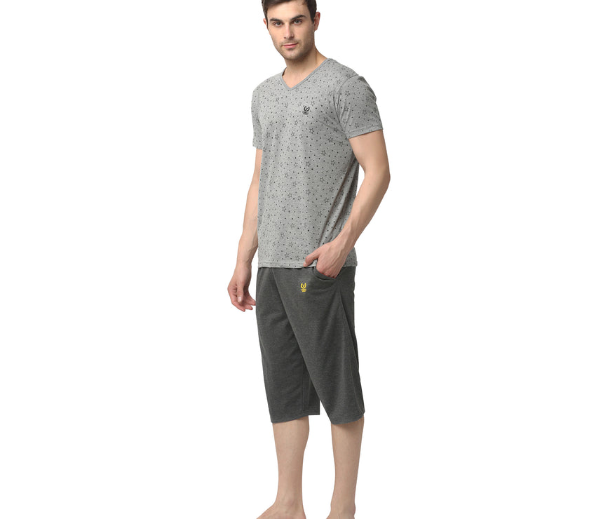 Mack Jonney Silver Grey Night Suit For Men's