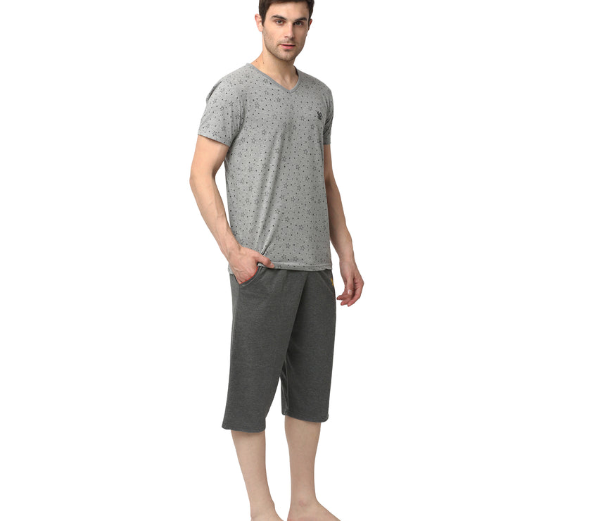 Mack Jonney Silver Grey Night Suit For Men's