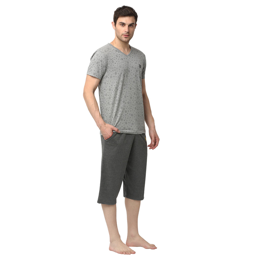 Mack Jonney Silver Grey Night Suit For Men's