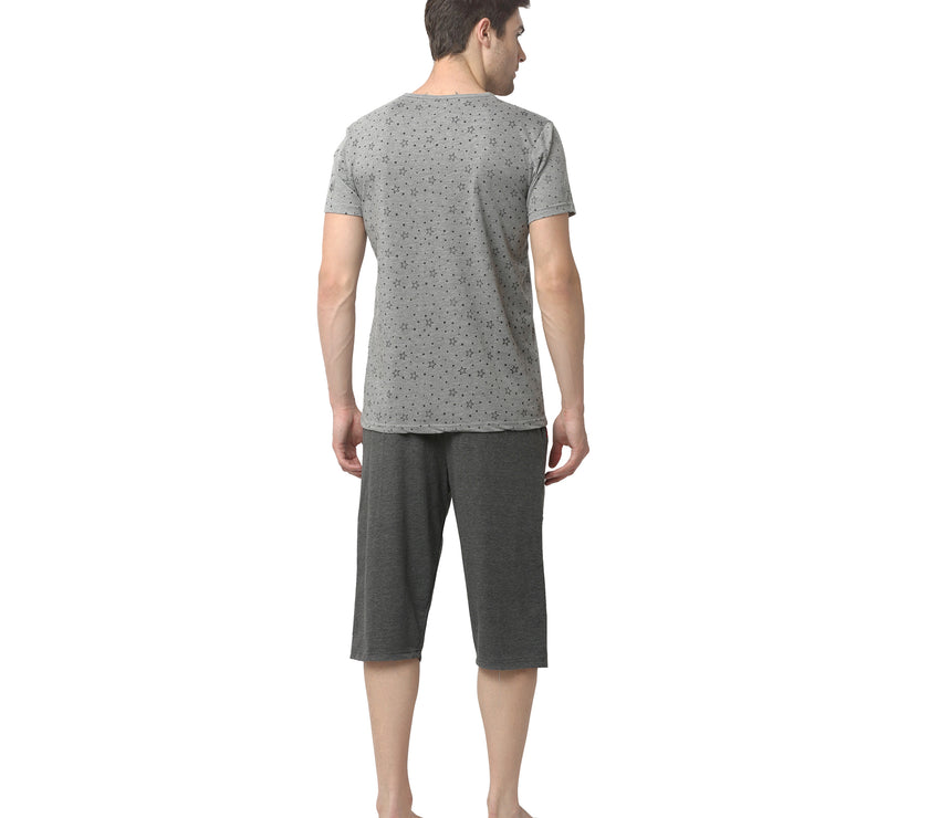 Mack Jonney Silver Grey Night Suit For Men's