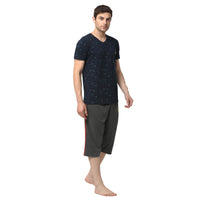 Mack Jonney Dark Blue Grey Night Suit For Men's