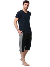 Mack Jonney Dark Blue Black Night Suit For Men's
