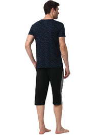 Mack Jonney Dark Blue Black Night Suit For Men's
