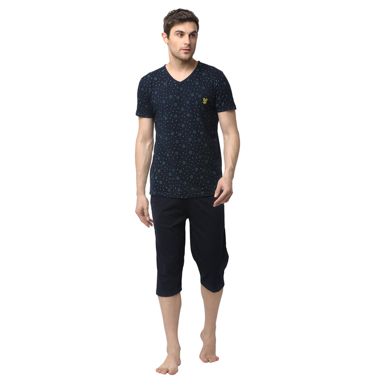 Mack Jonney Dark Blue Dark Blue Night Suit For Men's