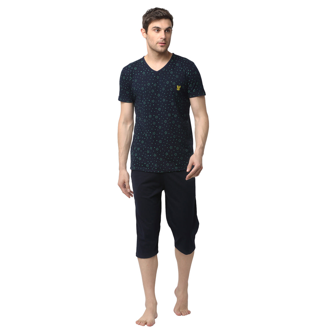 Mack Jonney Dark Blue Dark Blue Night Suit For Men's