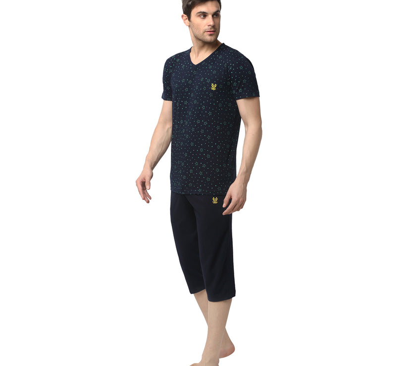 Mack Jonney Dark Blue Dark Blue Night Suit For Men's