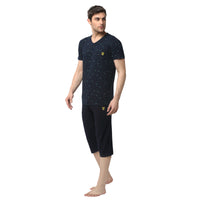 Mack Jonney Dark Blue Dark Blue Night Suit For Men's