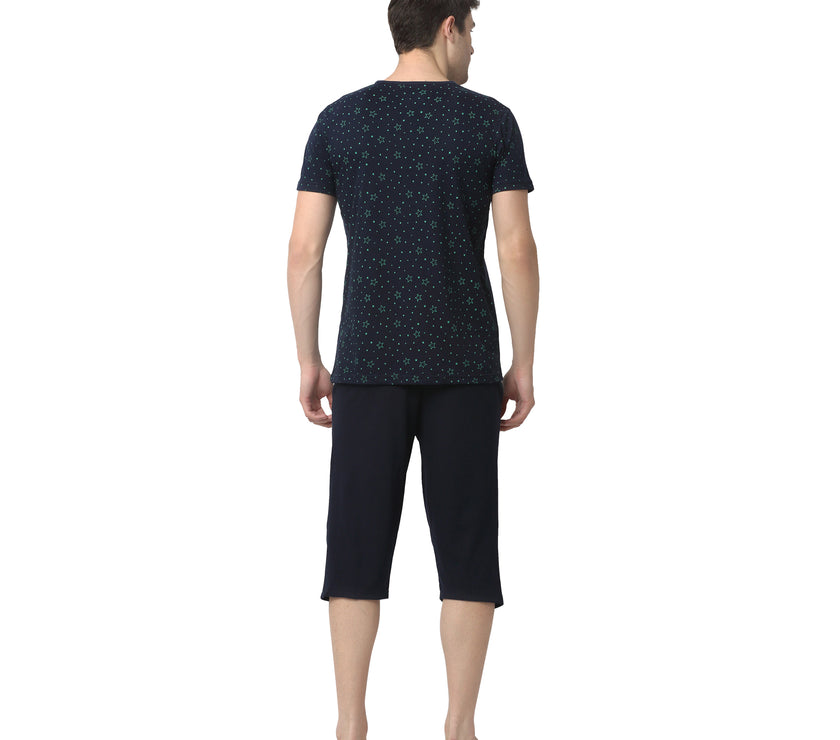Mack Jonney Dark Blue Dark Blue Night Suit For Men's